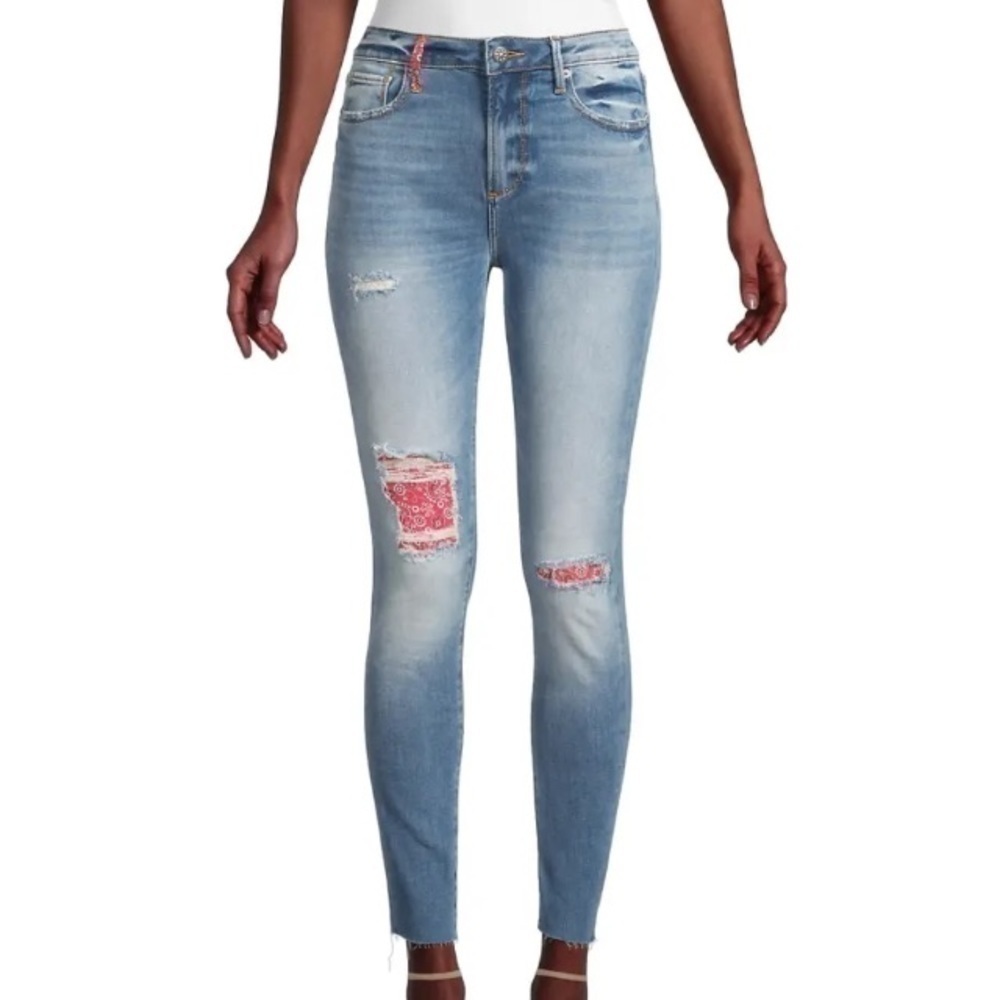 Driftwood Jackie High Rise size 28 distressed patched jeans great condition